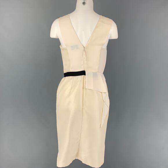 J.MENDEL Size 4 Cream Silk Sleeveless Cocktail Dress - Picture 3 of 5